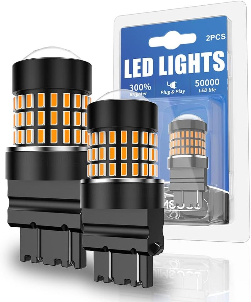 AUIMSOCO Front Turn Signal Bulb for Toyota RAV4 (2006 2007 2008 2009 2010 2011 2012 2013 2014 2015 2016 2017 2018 2019)7443 LED Bulbs, 300% Brighter, Amber Yellow, 7444 Replacement, Plug & Play, Pack of 2 - Image 1